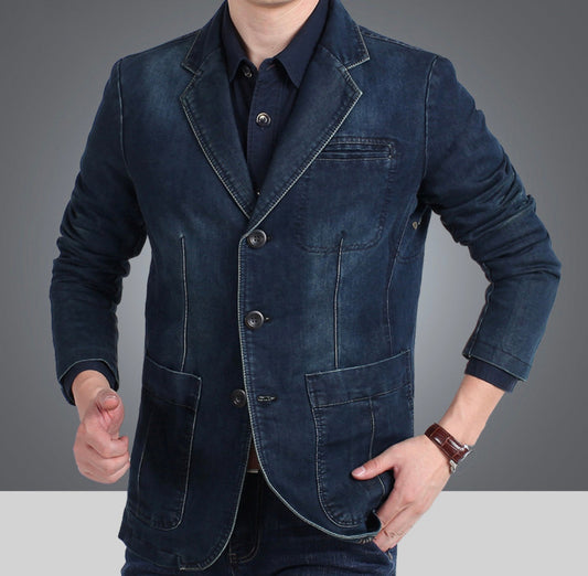 Men's Denim Blazer – Stylish Casual Jacket for Work, Events, and Everyday Wear