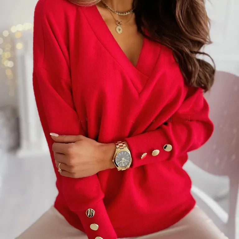 V-Neck Sweater for Women – Elegant Knit Pullover for Casual and Formal Wear