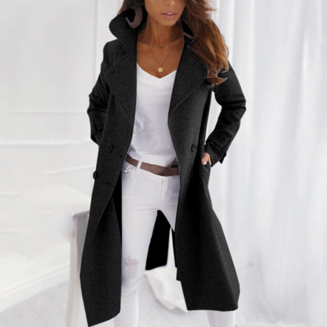 Long Coat for Women – Elegant Warm Overcoat with Belted Design for Winter