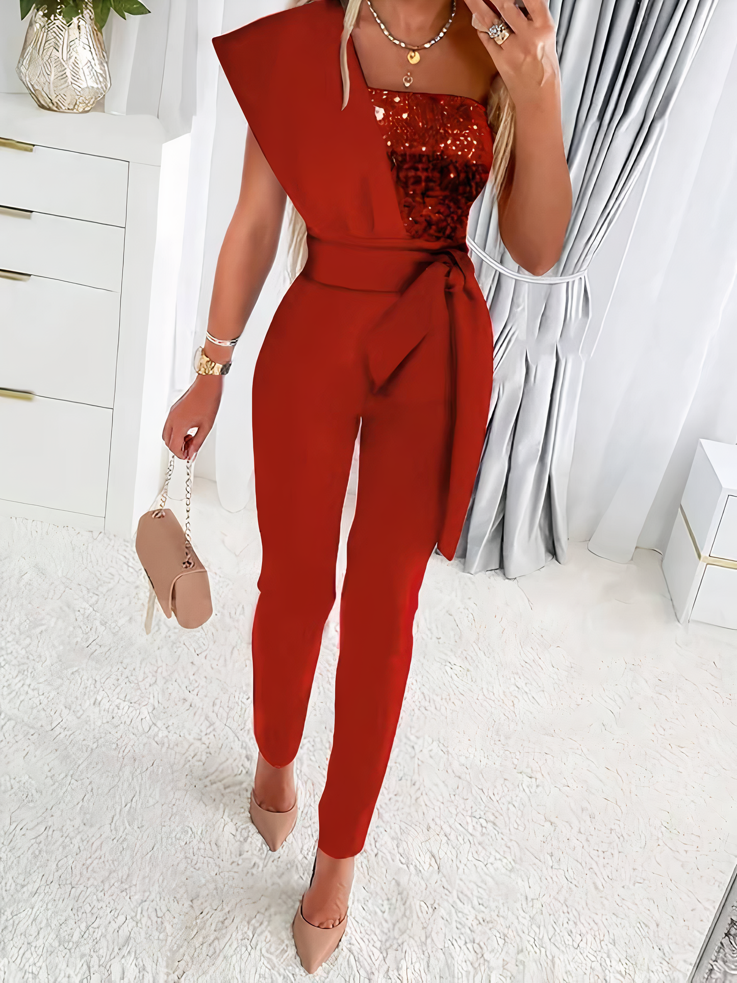 Women's Elegant Jumpsuit – Chic Sleeveless Design for Evening and Casual Wear