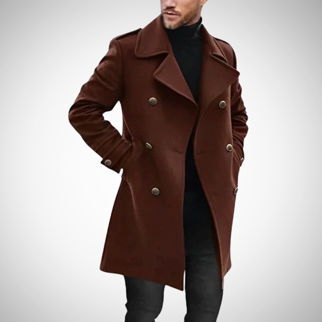 Men's Mid-Length Coat – Stylish Warm Overcoat for Casual and Formal Wear