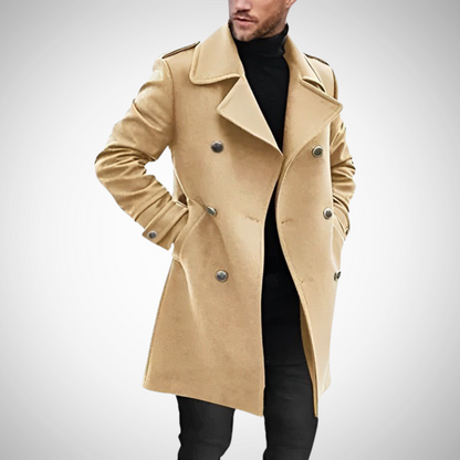 Men's Mid-Length Coat – Stylish Warm Overcoat for Casual and Formal Wear