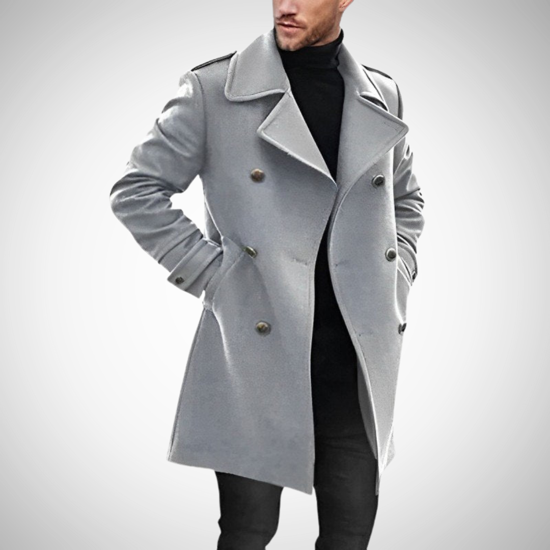 Men's Mid-Length Coat – Stylish Warm Overcoat for Casual and Formal Wear