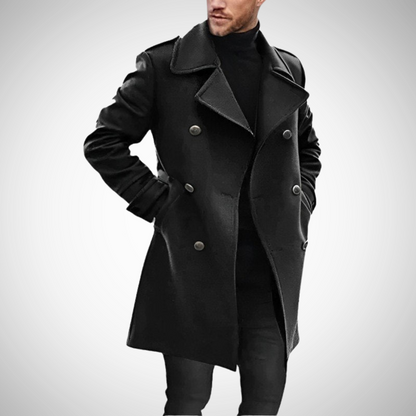 Men's Mid-Length Coat – Stylish Warm Overcoat for Casual and Formal Wear