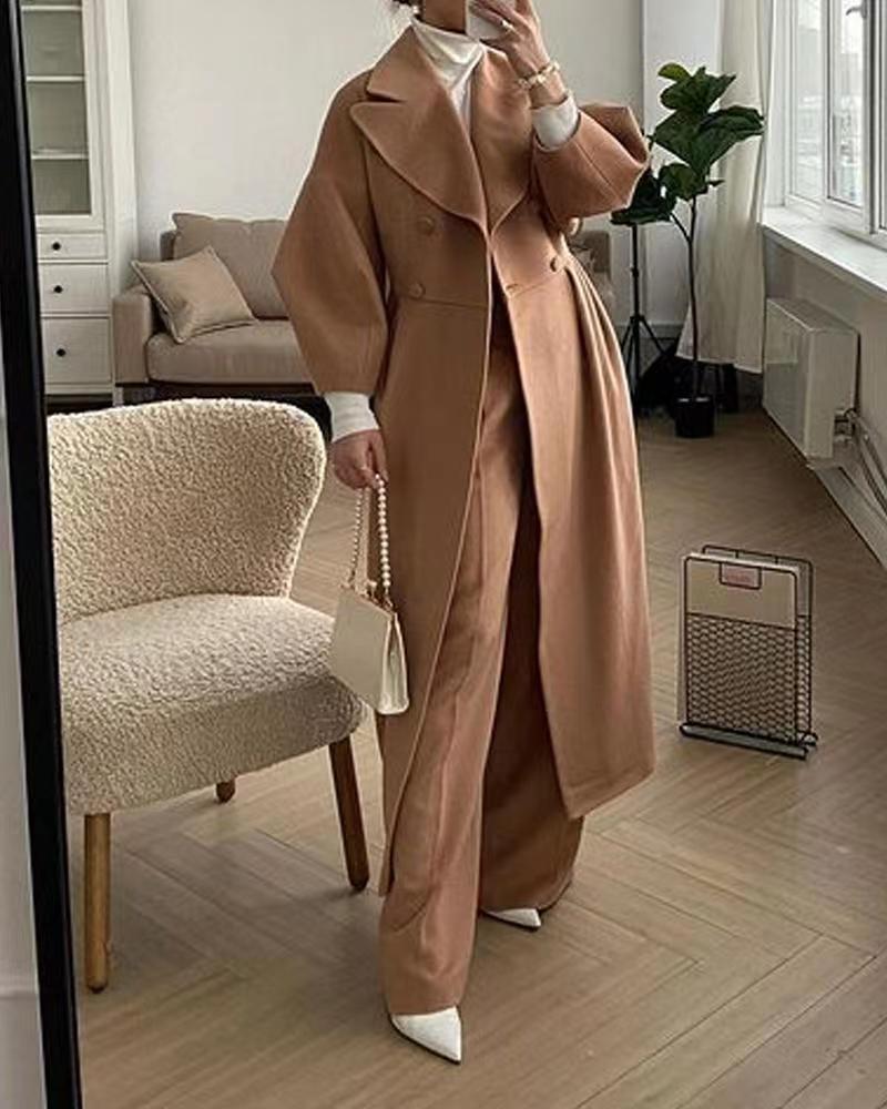 Long Coat for Women – Elegant Tailored Overcoat in Warm Fabric for Winter