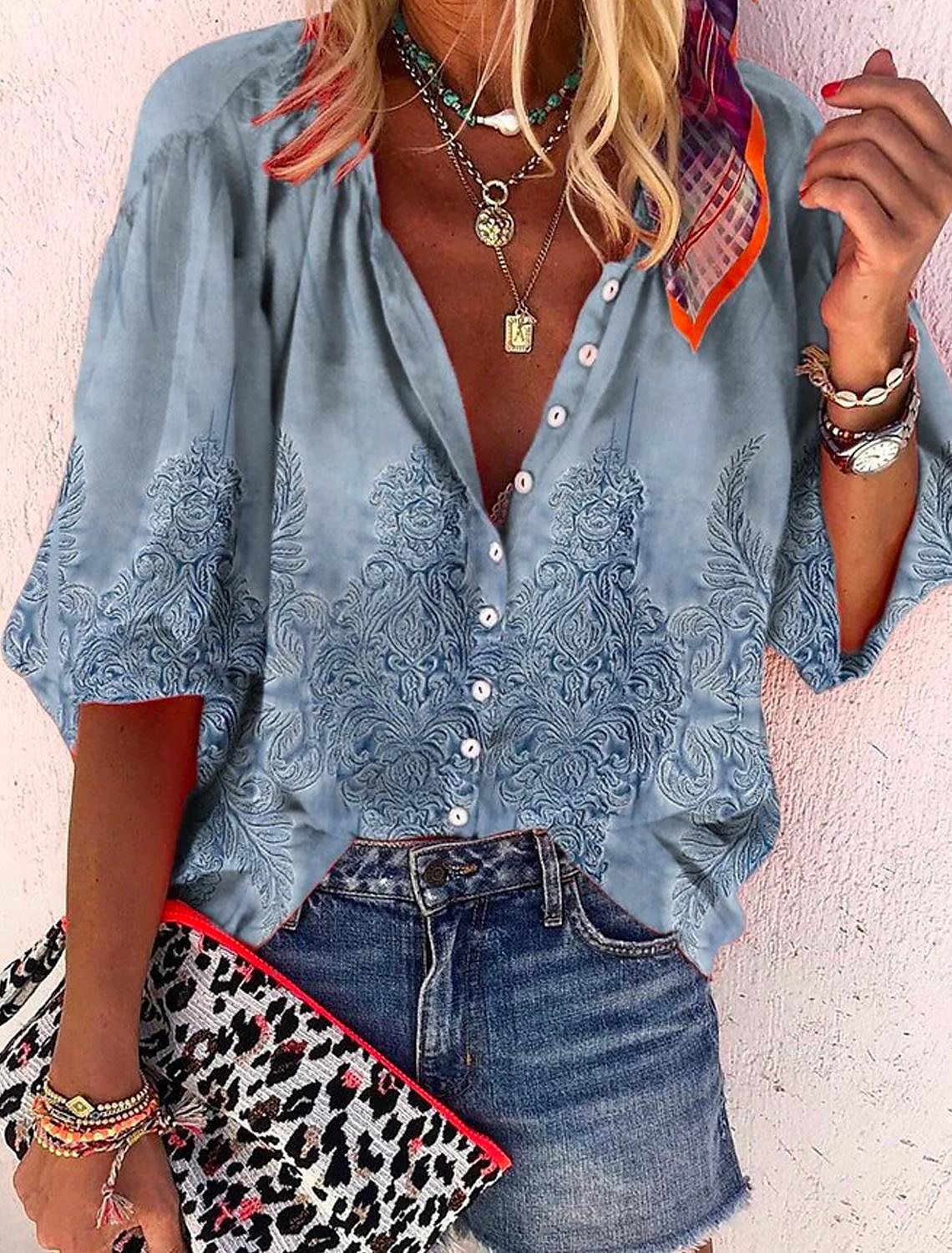 Boho Blouse for Women – Lightweight Chic Top with Flowy Design for Summer