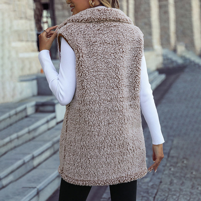 Women's Plush Gilet – Cozy Fleece Vest for Layering in Winter Fashion