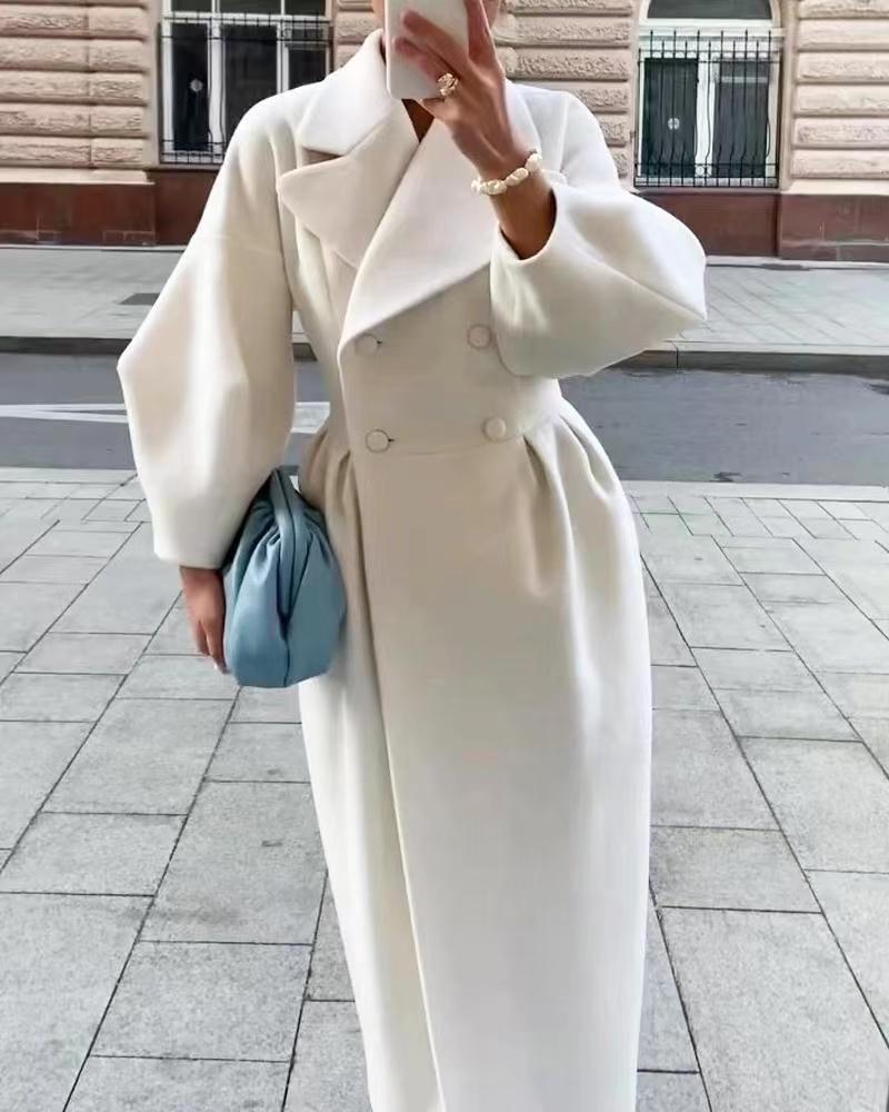 Long Coat for Women – Elegant Tailored Overcoat in Warm Fabric for Winter