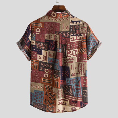 Men's Patterned Shirt – Stylish Casual Top with Short Sleeves and Breathable Fabric