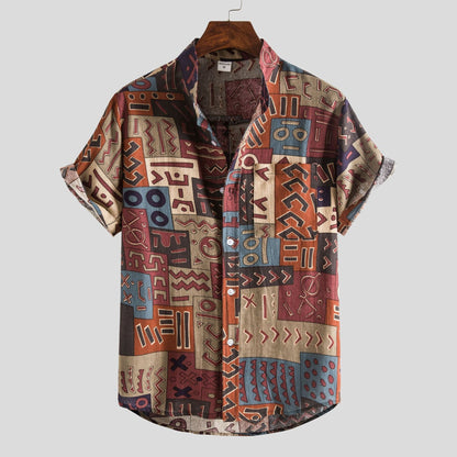 Men's Patterned Shirt – Stylish Casual Top with Short Sleeves and Breathable Fabric