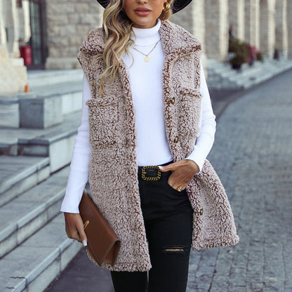 Women's Plush Gilet – Cozy Fleece Vest for Layering in Winter Fashion