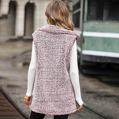 Women's Plush Gilet – Cozy Fleece Vest for Layering in Winter Fashion