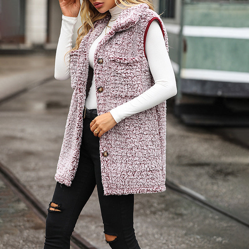 Women's Plush Gilet – Cozy Fleece Vest for Layering in Winter Fashion