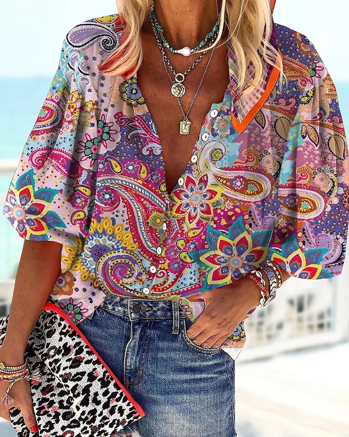 Boho Blouse for Women – Lightweight Chic Top with Flowy Design for Summer