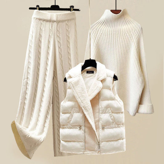 Knitted Sweater Set for Women – Cozy 3-Piece Outfit for Fall and Winter