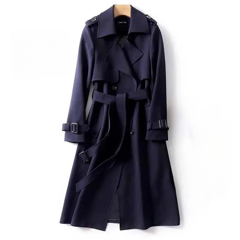 Women's Belted Coat – Stylish Long Overcoat with Warm Fabric for Winter