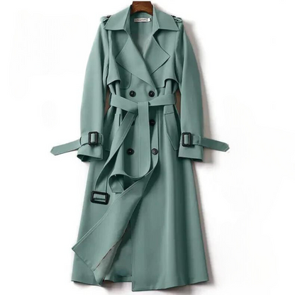 Women's Belted Coat – Stylish Long Overcoat with Warm Fabric for Winter