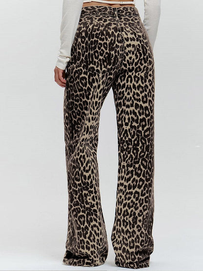 Leopard Print Trousers for Women - Stylish High-Waisted Animal Print Pants