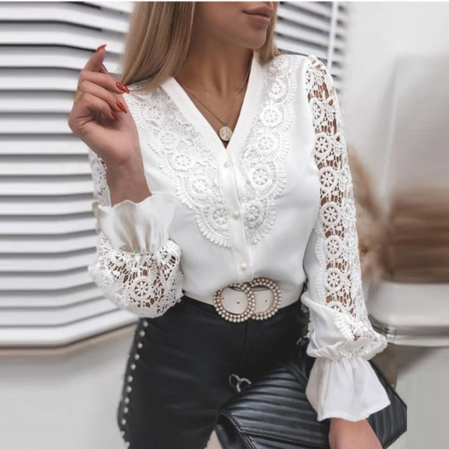 Lace Blouse for Women – Elegant Sheer Top with Delicate Design for Special Occasions