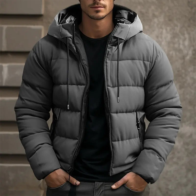 Padded Winter Jacket Men – Warm Insulated Coat with Hood for Cold Weather