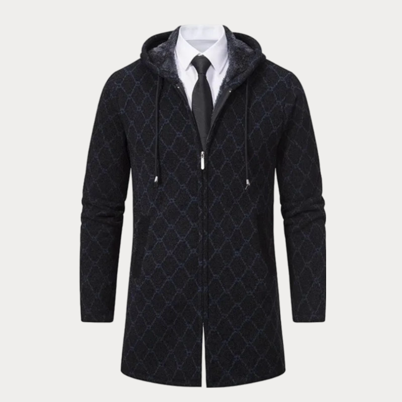 Men's Hooded Long Coat – Stylish Waterproof Overcoat for Winter Fashion