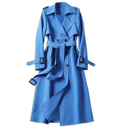 Women's Belted Coat – Stylish Long Overcoat with Warm Fabric for Winter