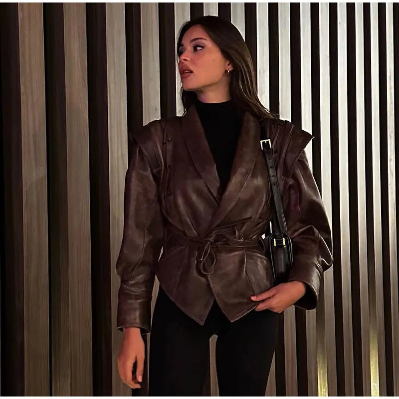 Leather Jacket for Women – Stylish Elegant Outerwear for Fall and Winter