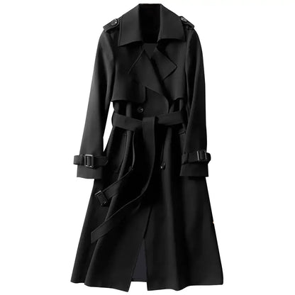 Women's Belted Coat – Stylish Long Overcoat with Warm Fabric for Winter