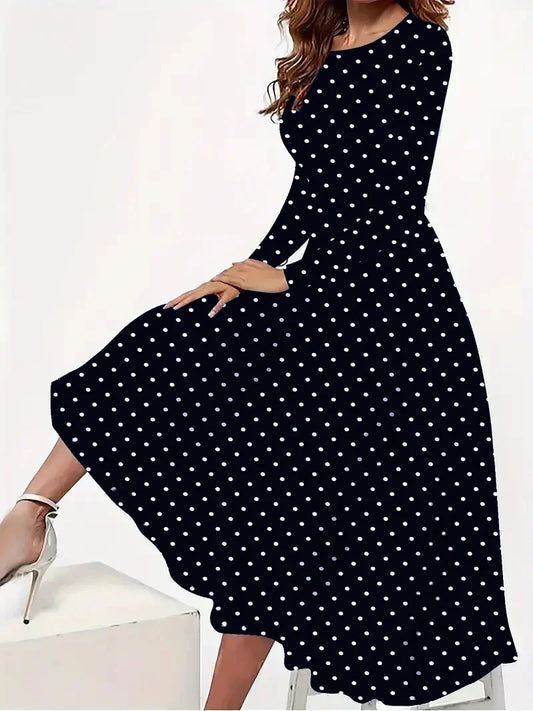 Polka Dot Midi Dress for Women – Stylish Summer Dress with Flattering Fit