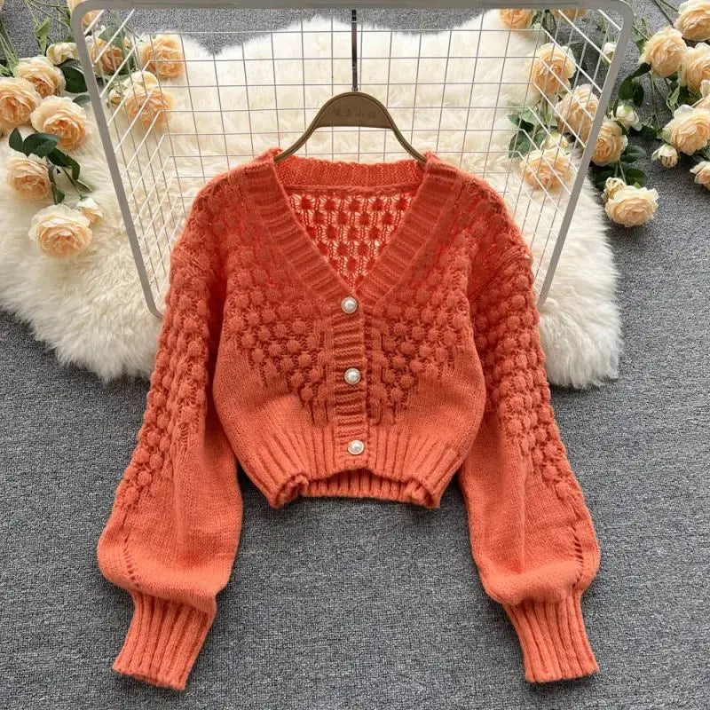 Women's Knitted V-Neck Cardigan – Cozy Lightweight Sweater for Fall Fashion