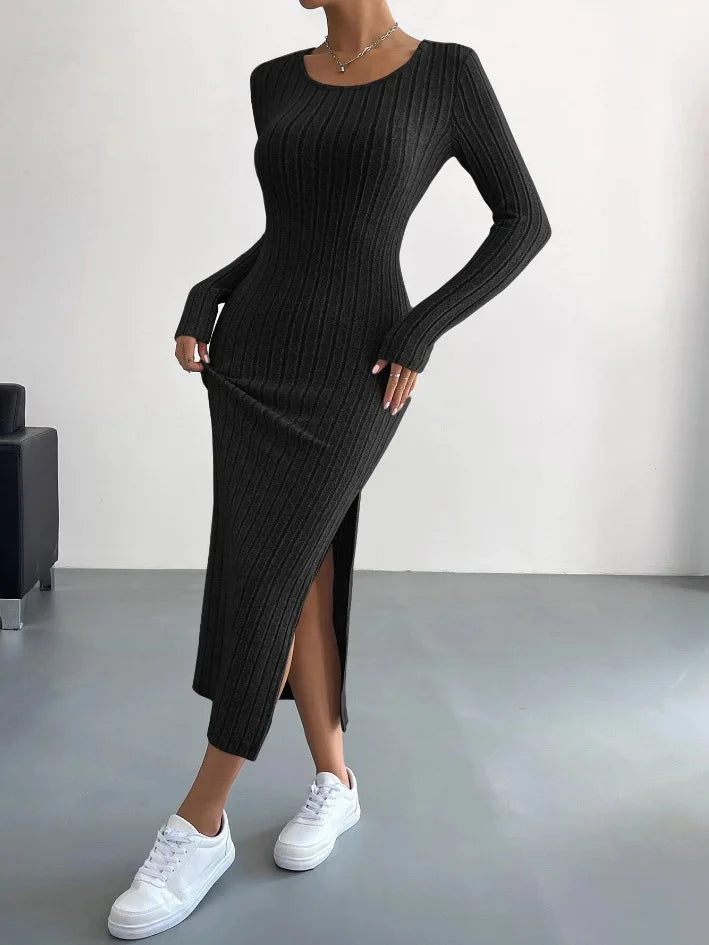 Knitted Dress for Women – Long-Sleeved Elegant Casual Knitwear for Fall