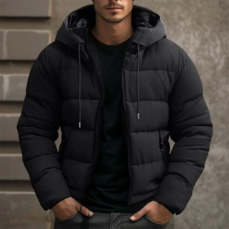 Padded Winter Jacket Men – Warm Insulated Coat with Hood for Cold Weather