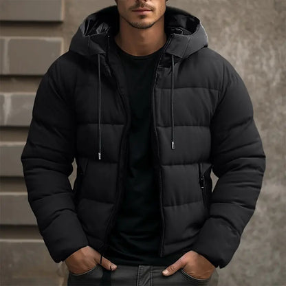 Padded Winter Jacket Men – Warm Insulated Coat with Hood for Cold Weather