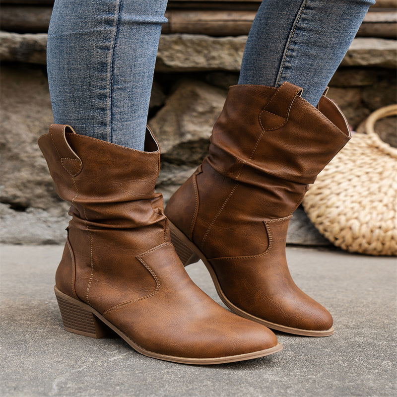 Women's Leather Boots – Stylish Ankle Booties for Fall and Winter Fashion