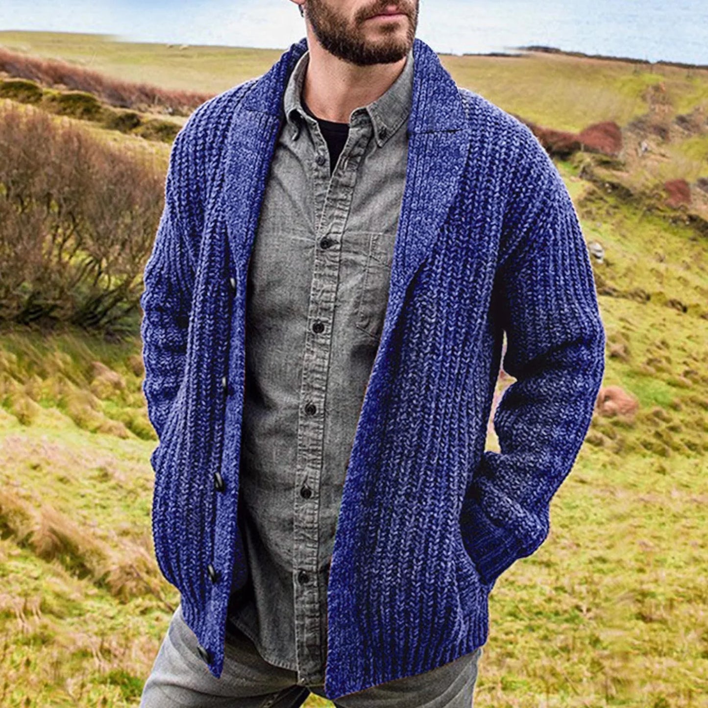 Men's Comfortable Cardigan – Soft Knit Sweater for Casual Wear & Layering