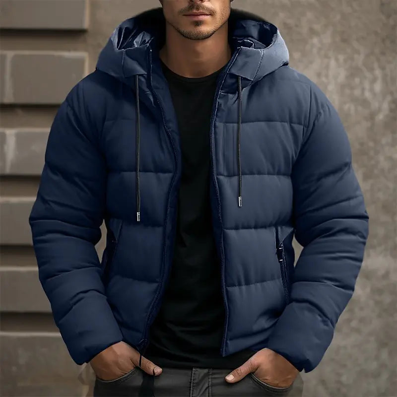 Padded Winter Jacket Men – Warm Insulated Coat with Hood for Cold Weather