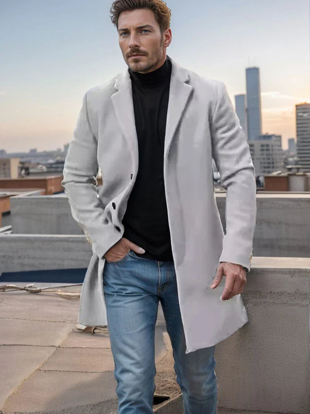 Men's Elegant Coat – Stylish Tailored Overcoat for Formal and Casual Wear