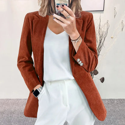 Women's Cord Blazer – Stylish Casual Jacket for Fall and Winter Fashion