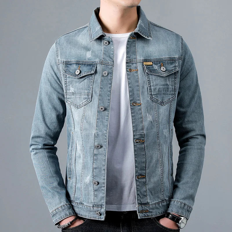 Men's Faded Denim Jacket – Stylish Casual Outerwear for Everyday Wear