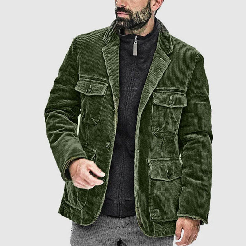 Men's Cord Jacket – Stylish Casual Outerwear with Warm Fabric and Pockets