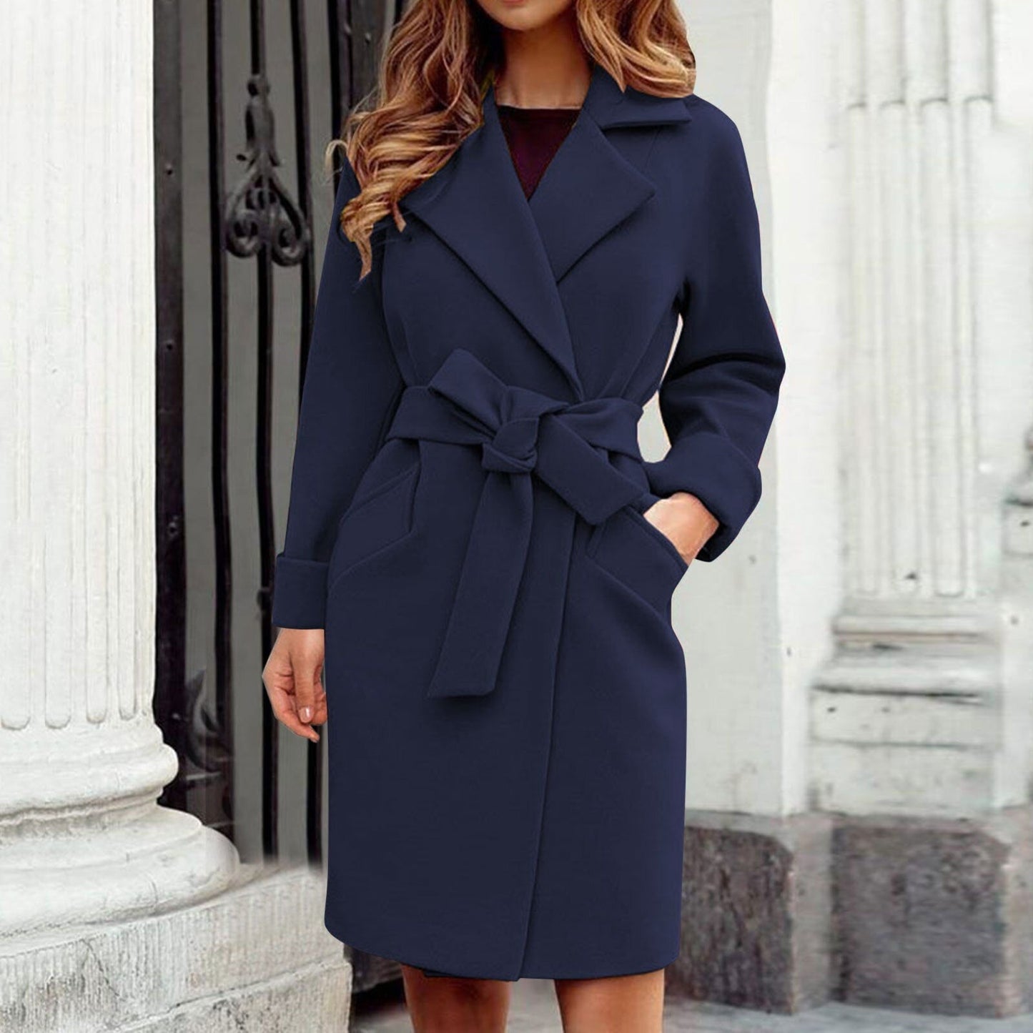 Stylish Women's Coat – Chic Long Overcoat in Warm Fabric for Winter