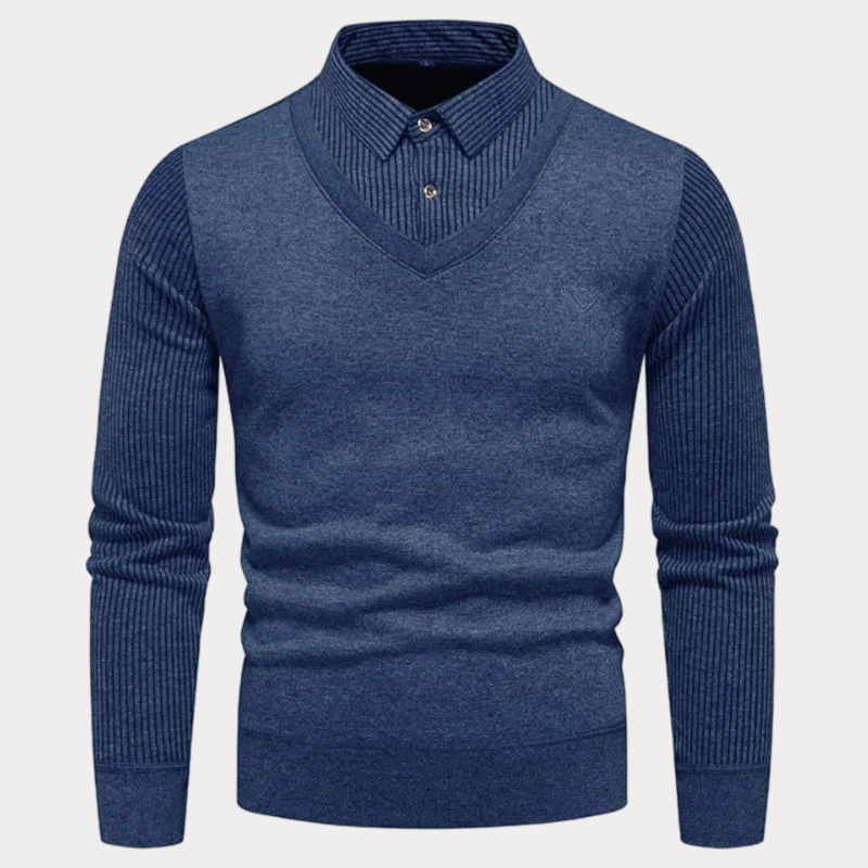 Men's Knitted Jumper with Collar – Stylish Warm Sweater for Casual Wear