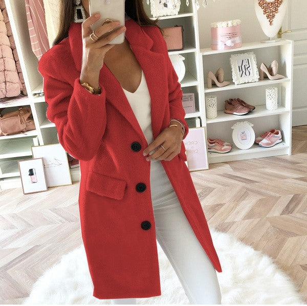 Autumn Coat for Women – Stylish Long Jacket with Warm Fabric and Chic Design