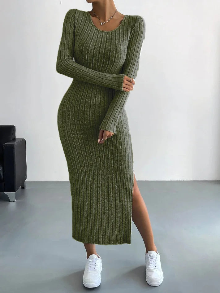 Knitted Dress for Women – Long-Sleeved Elegant Casual Knitwear for Fall