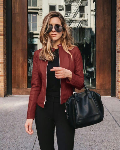 Leather Jacket Women – Stylish Biker Jacket in Genuine Leather for Fall