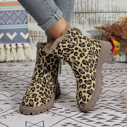 Leopard Print Boots for Women – Stylish Casual Ankle Booties for Fall