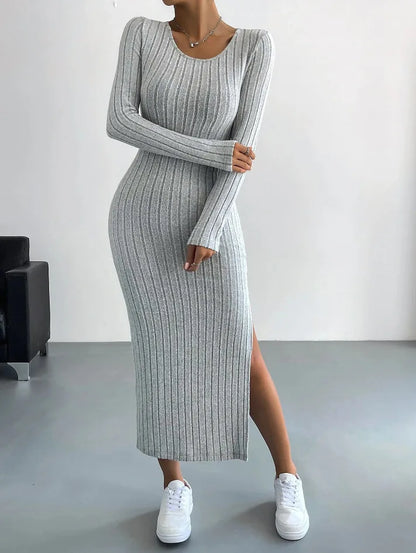 Knitted Dress for Women – Long-Sleeved Elegant Casual Knitwear for Fall