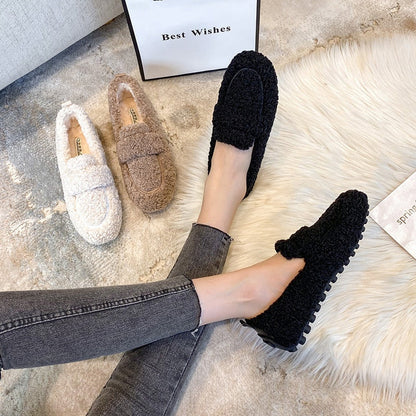 Women's Plush Loafers – Comfortable Soft Slippers for Casual and Chic Style