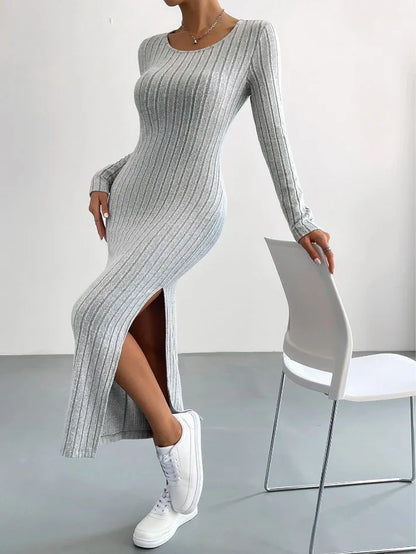 Knitted Dress for Women – Long-Sleeved Elegant Casual Knitwear for Fall