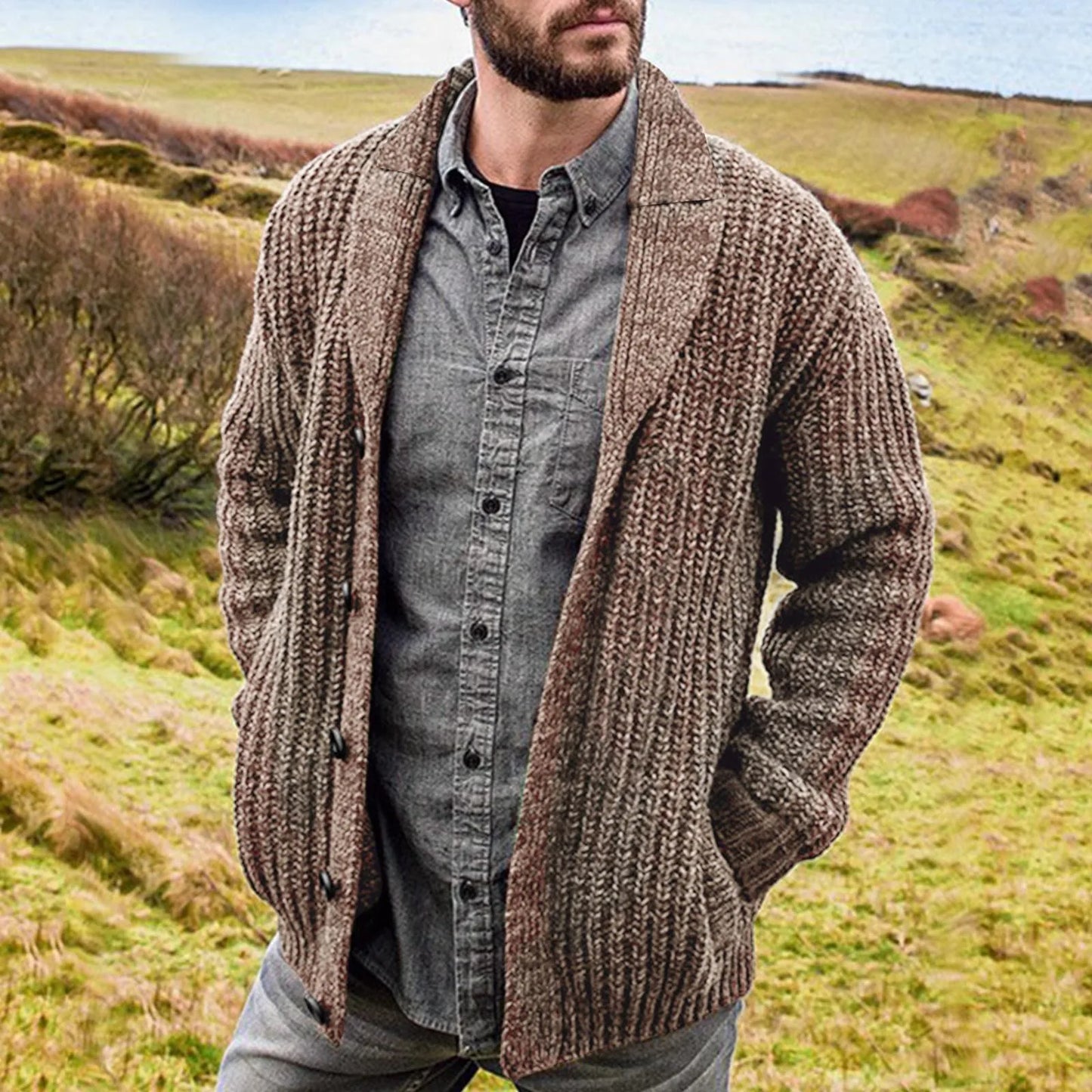 Men's Comfortable Cardigan – Soft Knit Sweater for Casual Wear & Layering